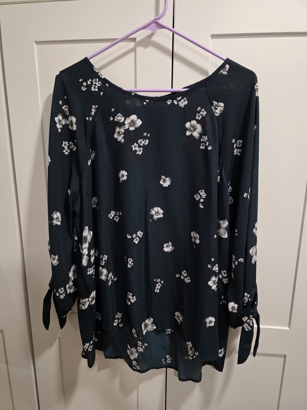Papermoon Black Floral Tie-Cuff Blouse